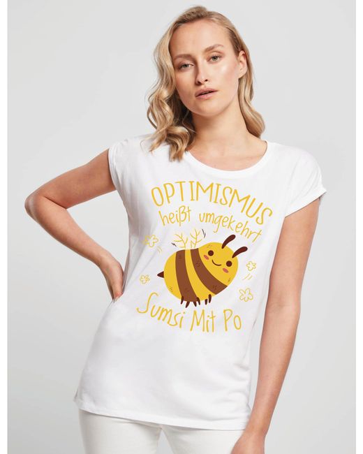 Youth Designz White Print- "Optimismus Sumsi Po" T-Shirt Statement Geschenk Motiv mit lustigem Aufdruck für Frauen