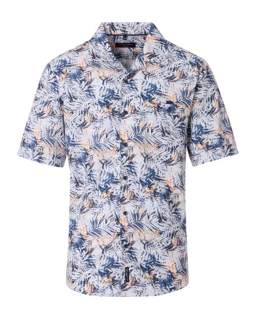 CASA MODA Kurzarmhemd Freizeithemd Kurzarm Print in Blue für Herren