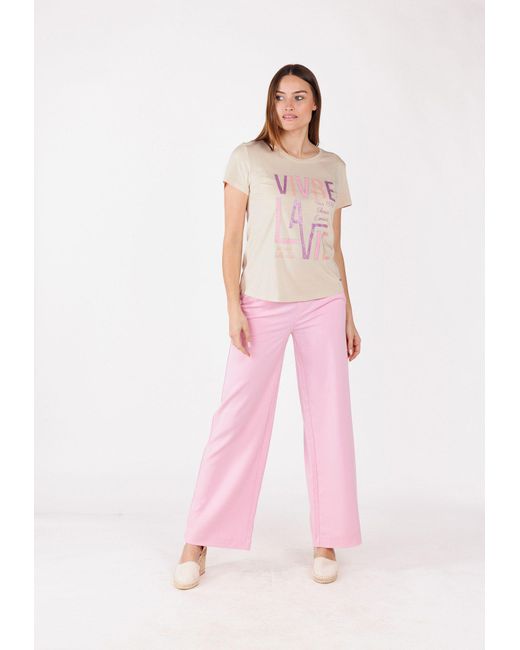 Key Largo Pink T-Shirt WT LA VIE round