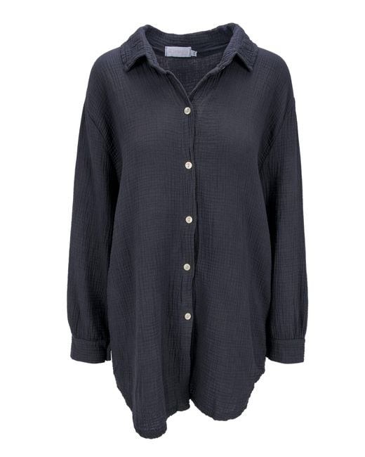 Seasons of April Black Hemdbluse SUSIE Oversized Musselin Bluse 100% Baumwolle