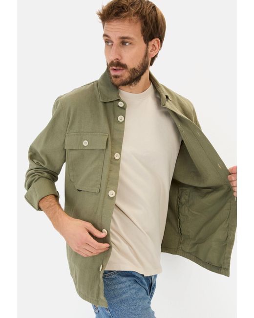 Camel Active Hemdjacke aus Leinen-Baumwoll-Mix in Green für Herren
