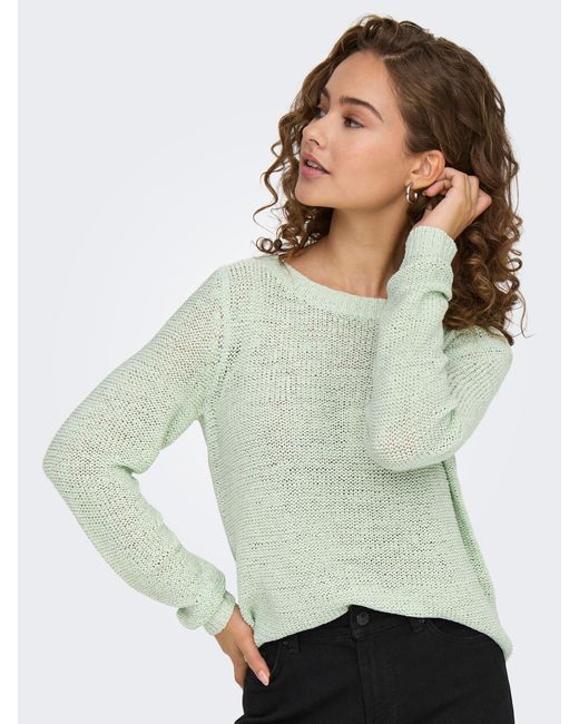 ONLY Green Einfarbiger Basic Strickpullover ONLGEENA XO L/S PULLOVER KNT NOOS
