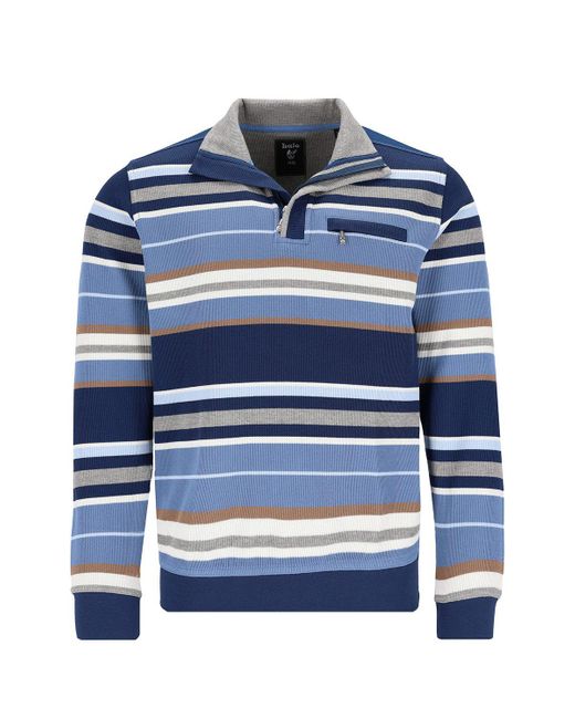 Hajo Multicolor-Sweatshirt in Längsrippe in Blue für Herren