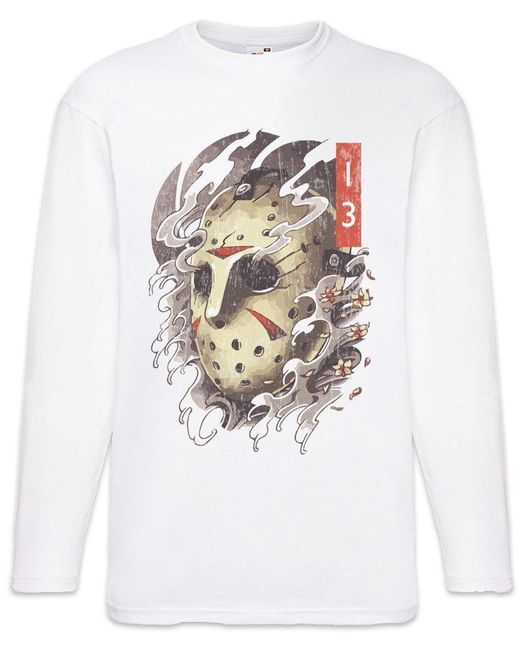 Urban Backwoods Langarmshirt The 13th Portrait Langarm T-Shirt Jason Halloween Horror Friday in White für Herren