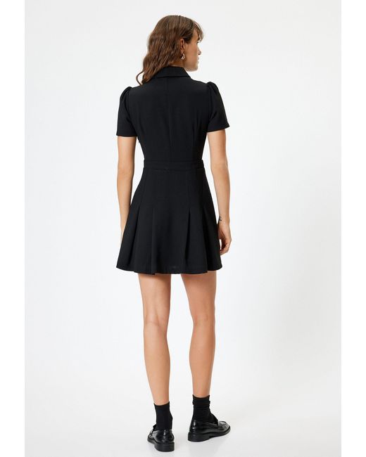 Koton Black Linien-Kleid Mini Länge A Form