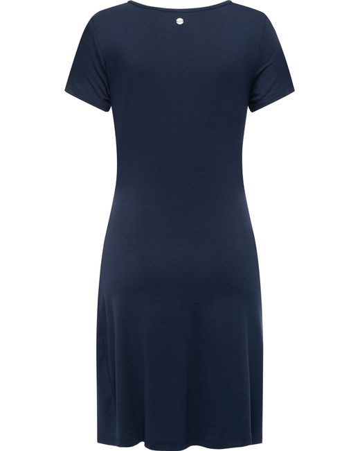 Ragwear Blue Shirtkleid Knotta Kurzarm Sommerkleid mit seitlichem Bindeband