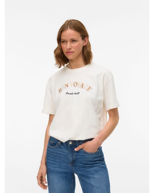 Vero Moda White Kurzarmshirt VMSARA MIA SS TOP BOX JRS SPE GA