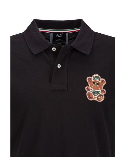 19V69 Italia by Versace Poloshirt EMILIO PIXEL T Klassisches Polohemd in Black für Herren