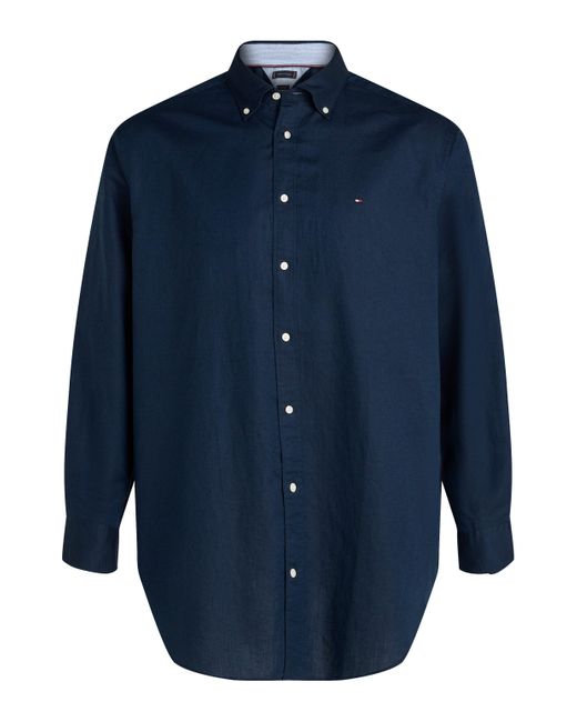 Tommy Hilfiger Langarmhemd BT-LINEN BLEND SOLID Große Größen in Blue für Herren