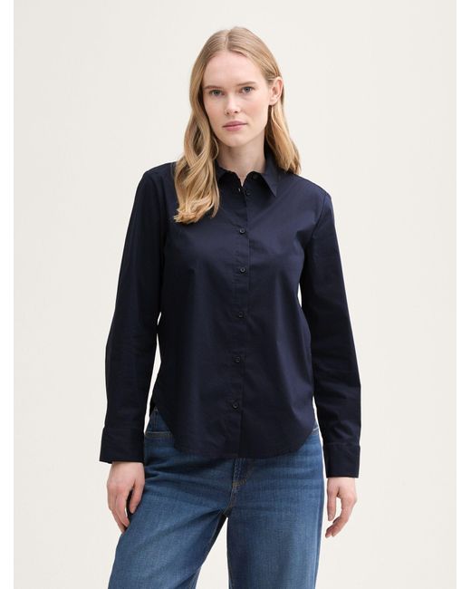 Tom Tailor Blue Langarmbluse Popeline Hemdbluse