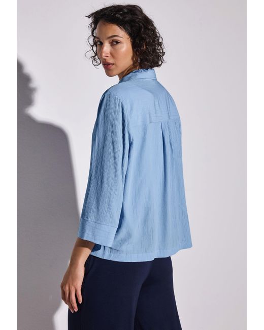 Street One Blue Crinkle-Hemdbluse (1-tlg)