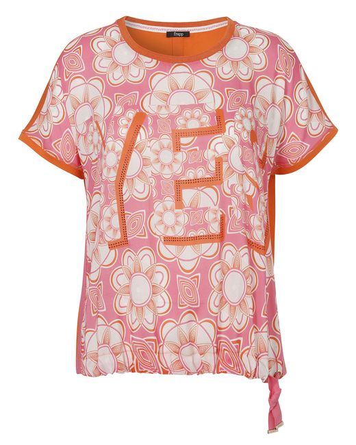 FRAPP Pink Klassische Bluse mit floralem Front-Print