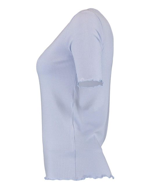 Hailys Blue T- Top Halbarm Shirt Gerippt Rundhals Oberteil 7374 in Blau