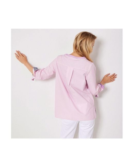 SER Pink Druckbluse Bluse, Classic Stripes W4240114 auch in groß Größen
