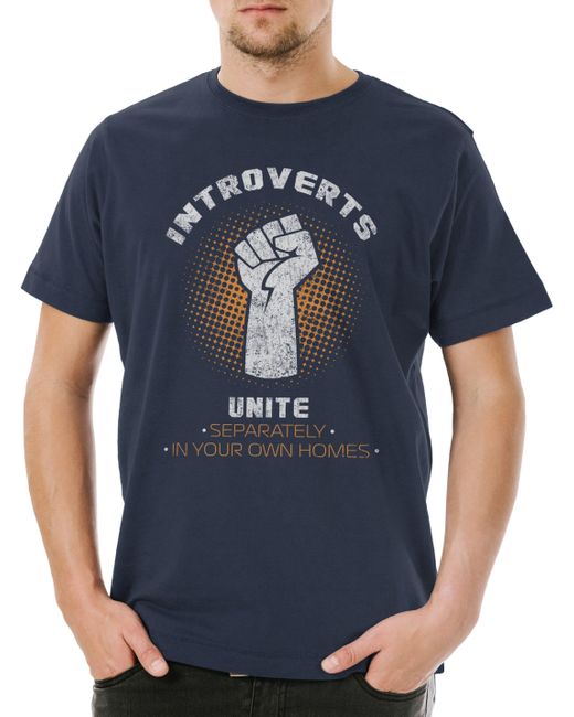 Urban Backwoods Print-Shirt Introverts Unite T-Shirt Geek Nerd Fun Informatiker Informatik in Blue für Herren