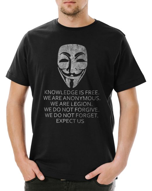 Urban Backwoods Print-Shirt Knowledge Is Free T-Shirt Fun Nerd Geek Sci-Fi Dystopie Utopie in Black für Herren