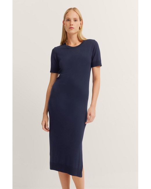 Bugatti Blue Strickkleid mit Seitenschlitzen