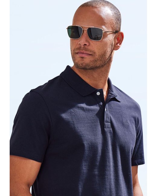 John Devin Poloshirt mit dezenter- hochwertiger Logostickerei in Blue für Herren