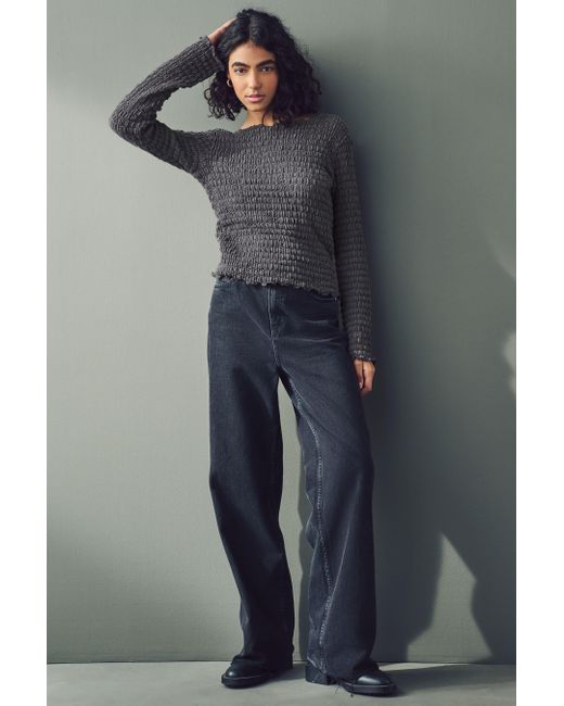 Next Gray Strickpullover Strukturiertes Langarmshirt (1-tlg)