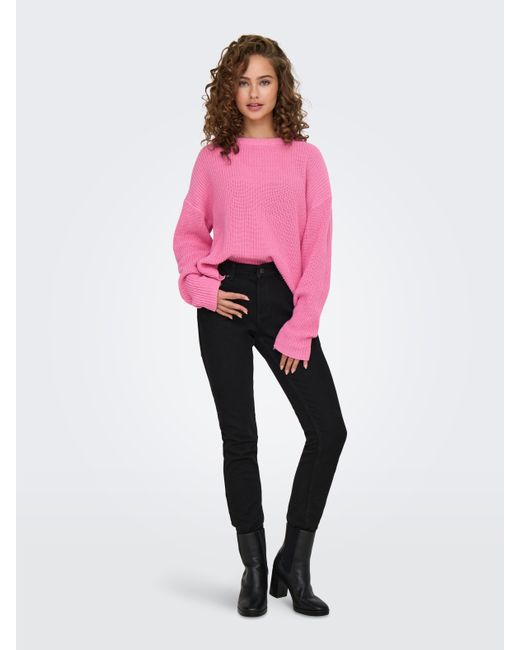 ONLY Pink Rundhalspullover ONLLUNA LS O-NECK PULLOVER KNT NCA