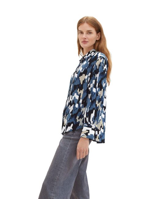 Tom Tailor Blue Blusentop print blouse with collar