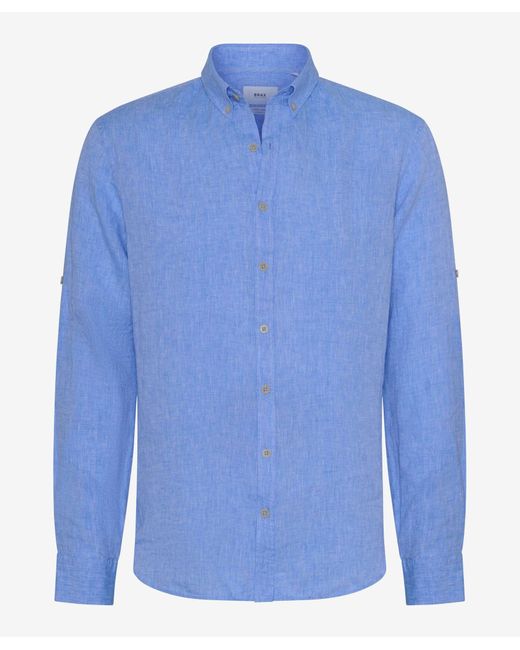 Brax Langarmhemd 44-3508 Leinenhemd in Blue für Herren