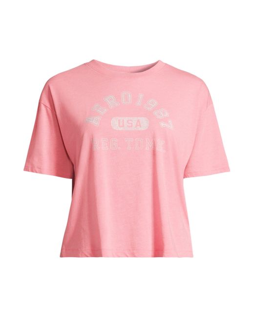 Aéropostale Pink T-Shirt (1-tlg) Plain/ohne Details