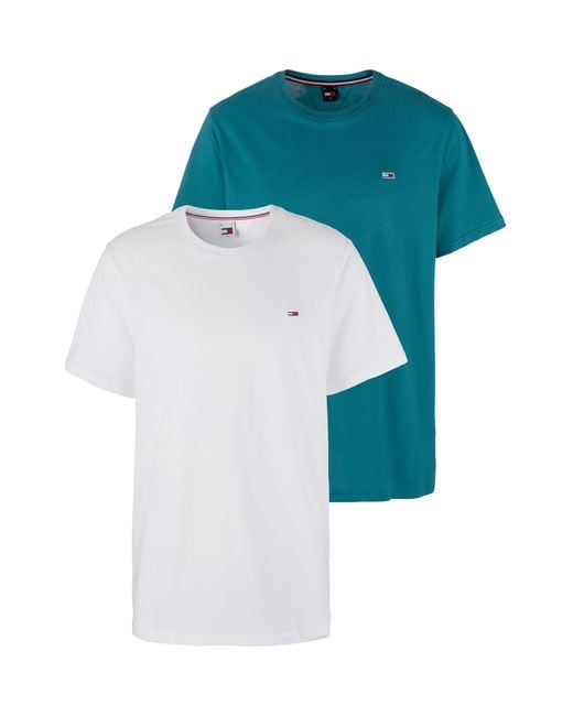 Tommy Hilfiger T-Shirt TJM XSLIM 2PACK JERSEY TEE EXT (Packung, 2-tlg) Markenstickerei in Blue für Herren