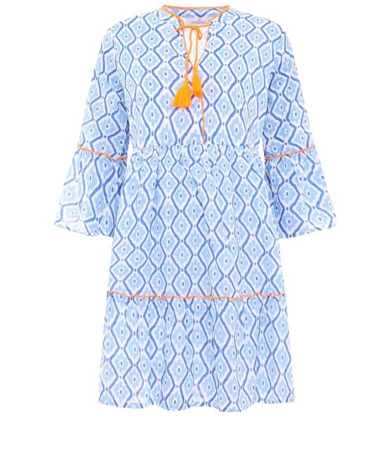 Zwillingsherz Blue Kleid Tunikakleid Raute Print