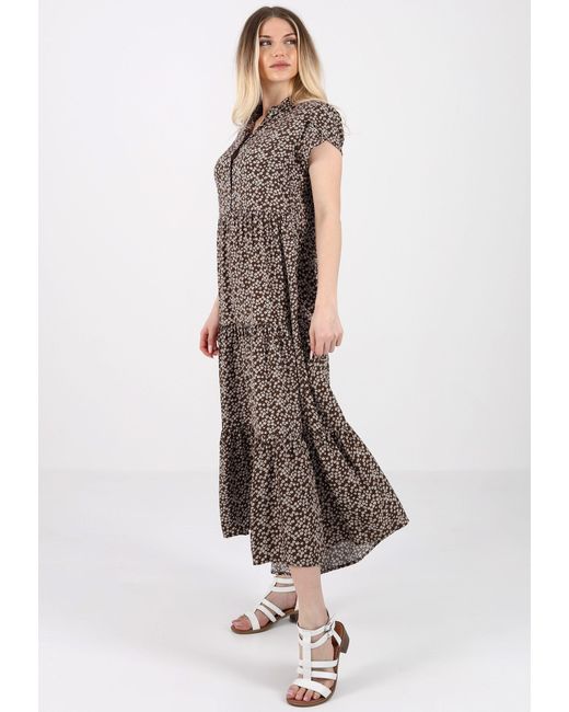 YC Fashion & Style Brown Sommerkleid -Maxikleid aus Reiner Viskose – Sommerliche Eleganz Alloverdruck