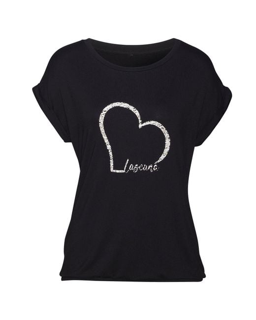 Lascana Black T-Shirt (1-tlg) mit Logo-Print
