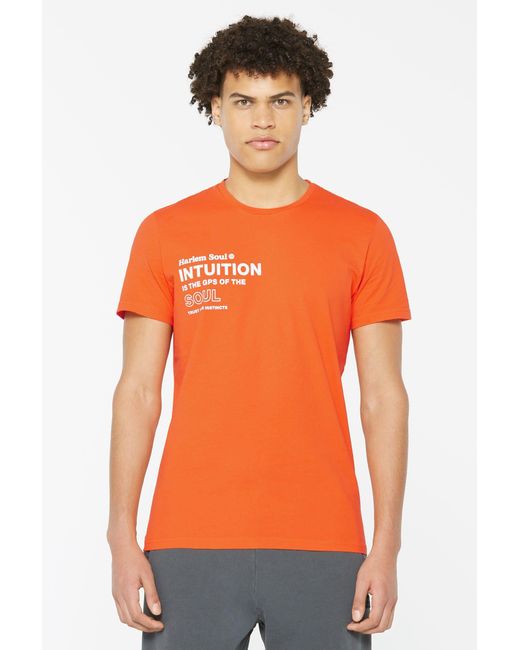 Harlem Soul Rundhalsshirt aus Bio-Baumwolle in Orange für Herren