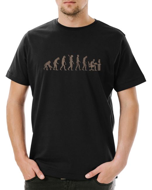 Urban Backwoods Print- Evolution Circuit T-Shirt Programmierer Informatiker Hacker in Black für Herren