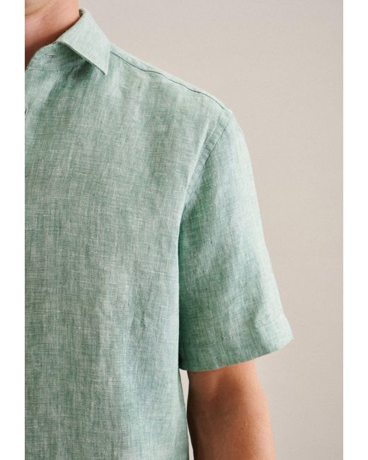 Seidensticker Businesshemd Regular Kurzarm Kentkragen Uni in Green für Herren