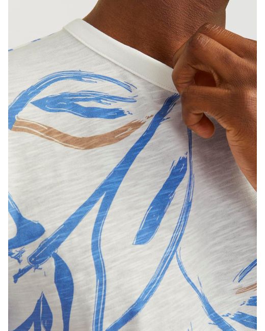 Jack & Jones T-Shirt JPRBLAPALMA AOP SS TEE CREW NECK SN in Blue für Herren