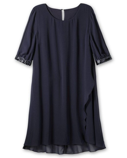 Sheego Blue Abendkleid Große Größen aus Georgette, mit geschlitztem Ärmel