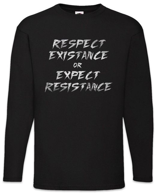 Urban Backwoods Langarmshirt Respect Existance Or Expect Resistance Langarm T-Shirt Widerstand in Black für Herren