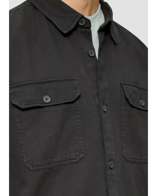QS Langarmhemd Overshirt aus gewaschenem Twill Waschung in Black für Herren