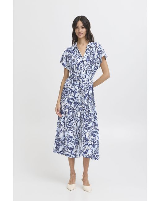 B.Young Blue Midikleid BYMMMJOELLA modisches Kleid mit Bindeband