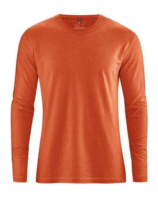 HempAge DH225 Basic Langarmshirt in Orange für Herren
