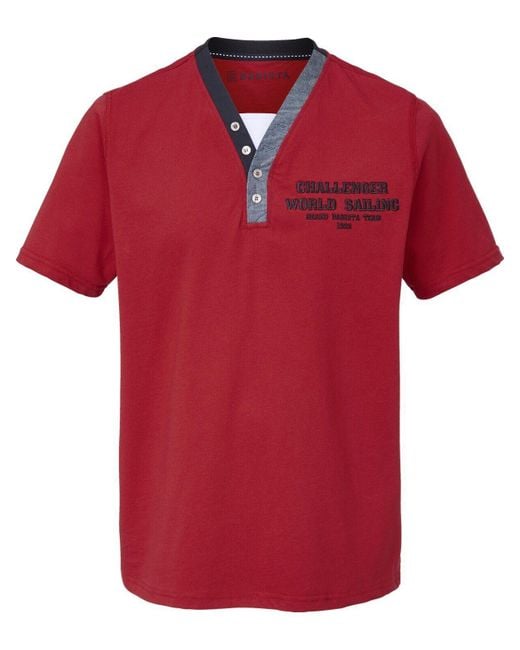 Babista T-Shirt ROMOLINO mit eleganten Zierknöpfen in Red für Herren