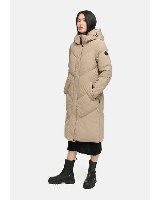 Marikoo Natural Winterjacke Teonaa Langer Winter Mantel Gesteppt