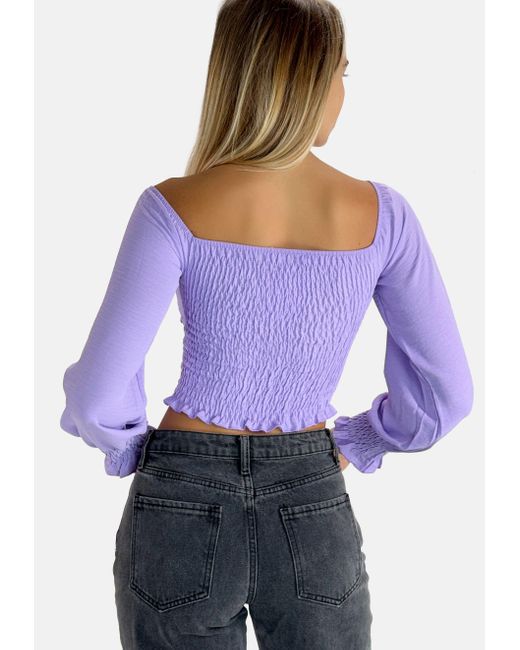 Elara Purple Klassische Elegante Mesh-Bluse (1-tlg)