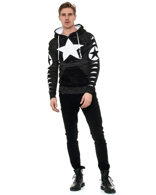 Rusty Neal Kapuzensweatshirt mit großem Stern-Design in Black für Herren