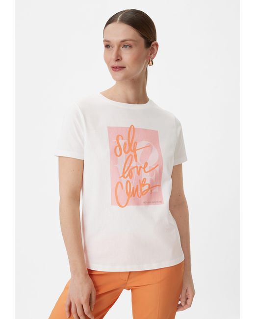 Comma, White Kurzarmshirt T-Shirt mit Frontprint