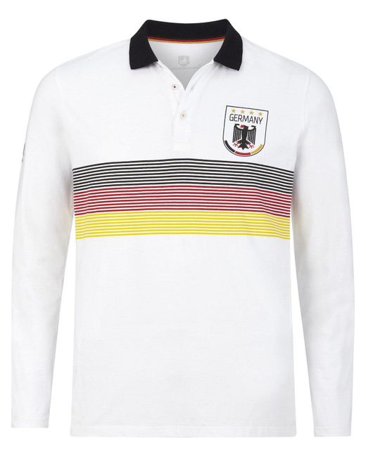 Jan Vanderstorm Langarm-Poloshirt GARRI "Germany"-Schriftzug am Rücken in White für Herren