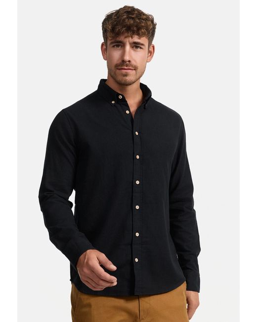 INDICODE Riverside Langarmhemd mit Button-Down-Kragen in Black für Herren