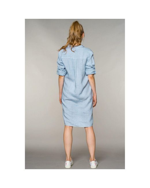 Feuervogl Blue Hemdblusenkleid fv-Kl:eo, Tunika, adjustable sleeve, Pure Linen, Kleid
