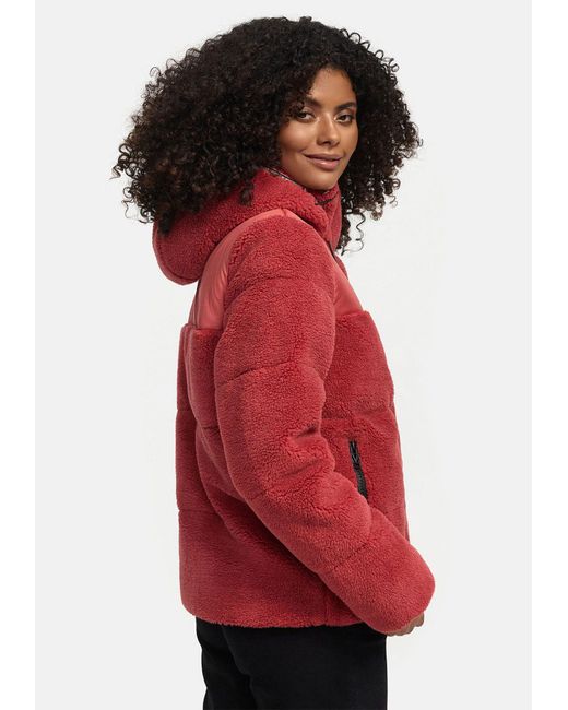 Marikoo Red Winterjacke Kaguraa warme Teddyfell Sherpa Jacke