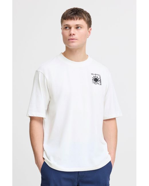 Solid Rundhalsshirt SDODANIEL modisches T-Shirt mit Backprint in White für Herren